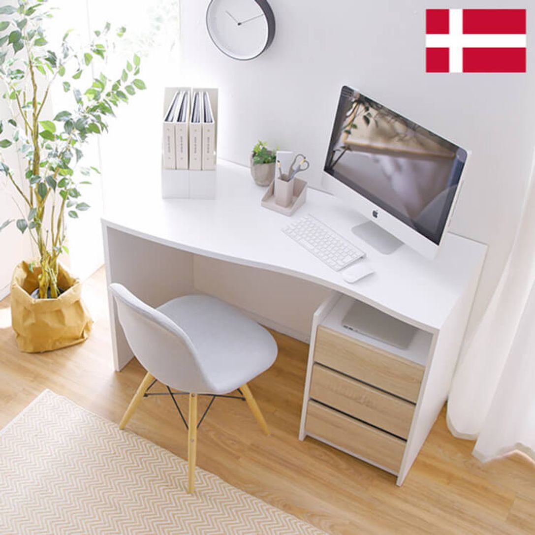 北欧風のパソコンデスク(ホワイト/ナチュラル)収納一体型のツートンカラー | 【公式】LOWYA(ロウヤ) 家具・インテリアのオンライン通販
