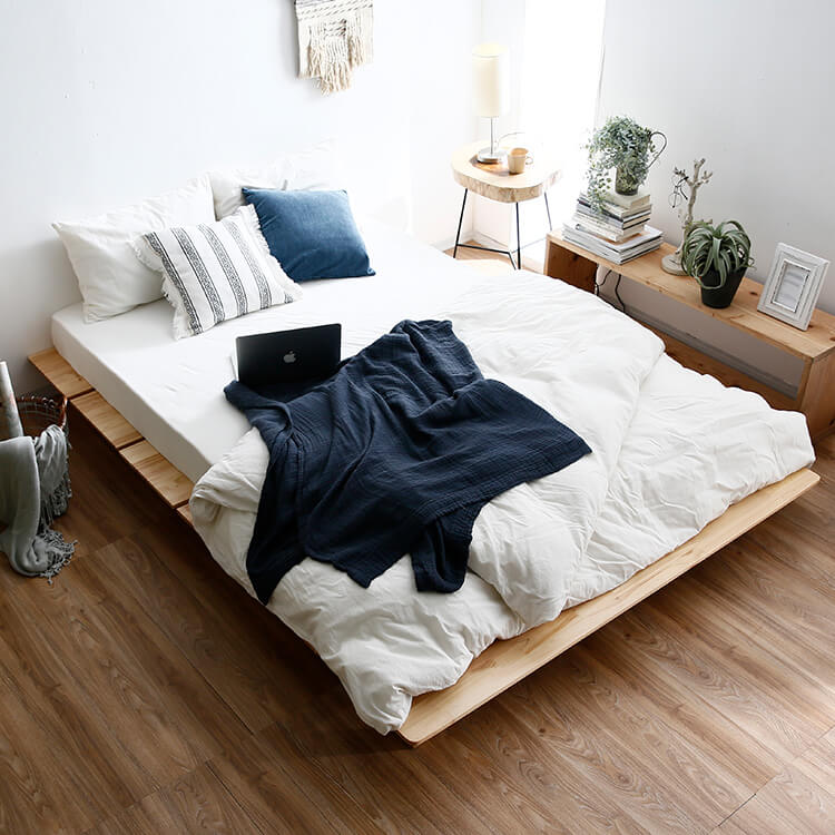 [幅160][ダブル] ベッドフレーム すのこ ロータイプ 木製 無垢材 パイン材 ナチュラル