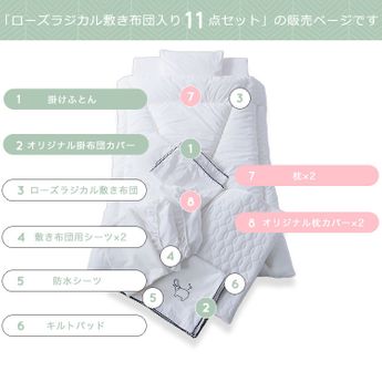 ベビー布団11点セット（ローズラジカル：ライオン/フラミンゴ/ゾウ  