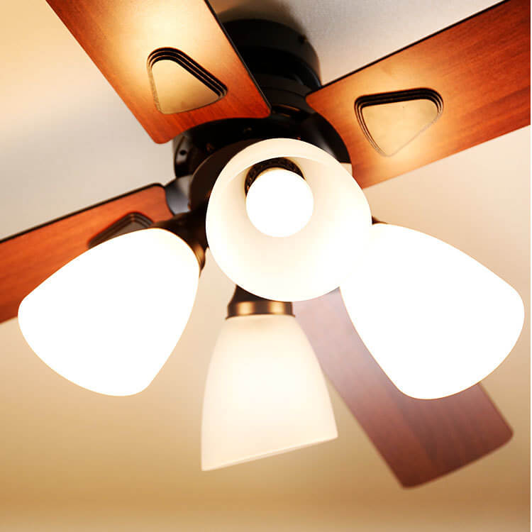 [4灯] 天井照明 シーリングファンライト リモコン付き LED電球対応 ダイニング モダン リバーシブル羽 ホワイト/ナチュラル ナチュラル