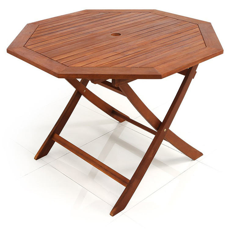 [幅110] ガーデンテーブル 折り畳み可能 天然木アカシア材 単品 ブラウン