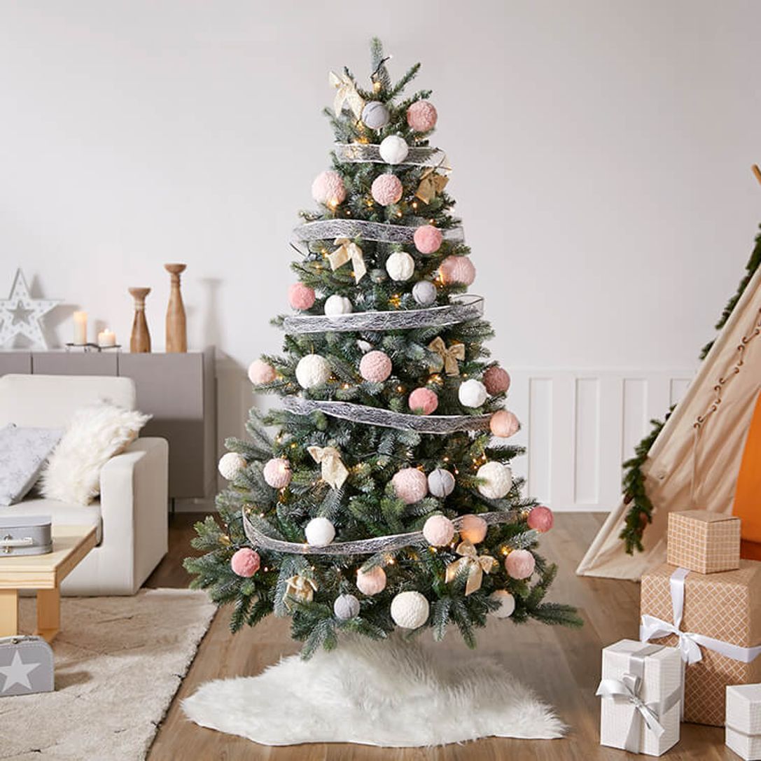 クリスマスツリー もこもこオーナメントセット Ledライト付 180 公式 Lowya ロウヤ 家具 インテリアのオンライン通販