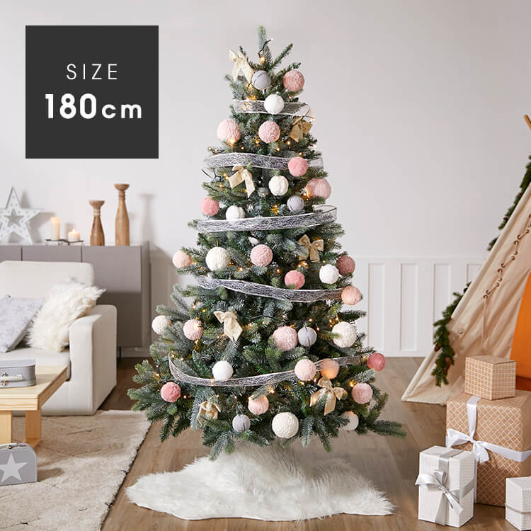 クリスマスツリー もこもこオーナメントセット Ledライト付 180 公式 Lowya ロウヤ 家具 インテリアのオンライン通販