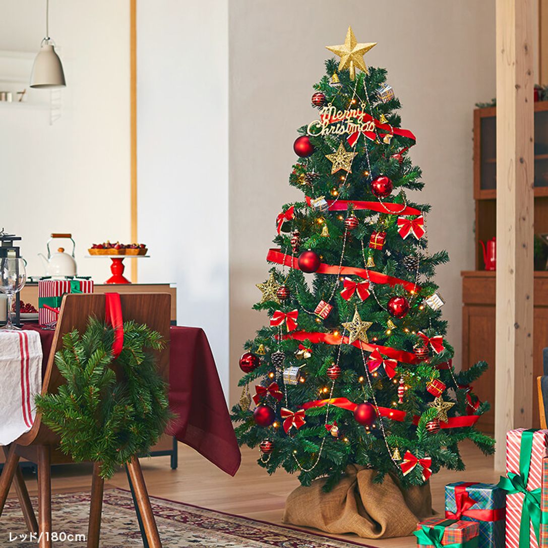 オーナメントフルセット クリスマスツリー 単色ledライト付 豪華 カラフル 180cm 公式 Lowya ロウヤ 家具 インテリアのオンライン通販
