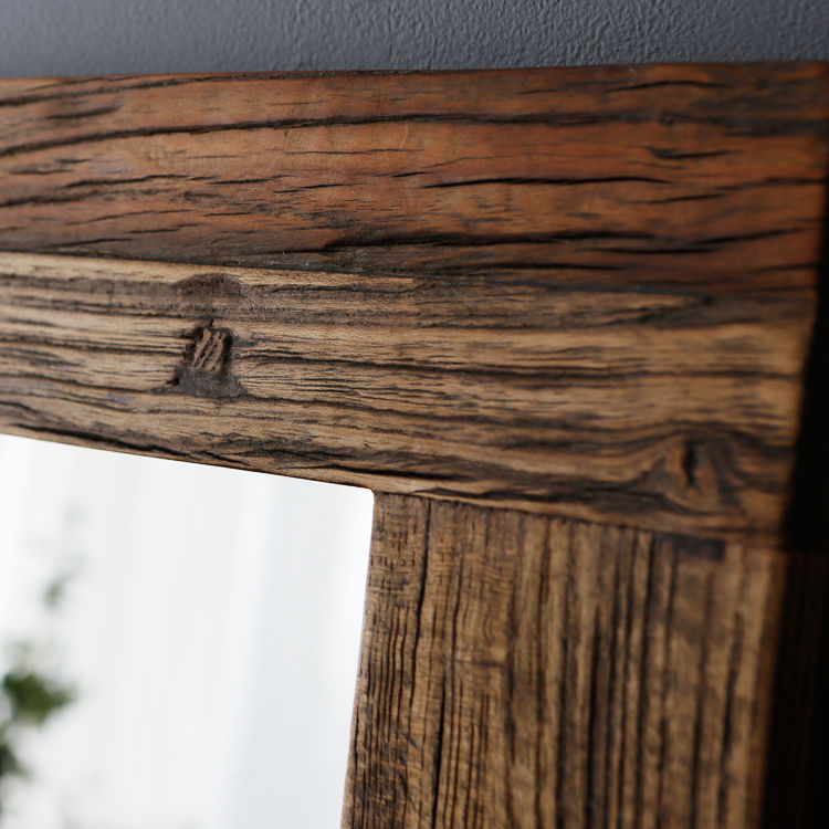 スタンドミラー(ナチュラル)ヴィンテージ風木製フレーム[幅60