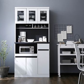 食器棚・レンジ台（ウォルナット/ホワイト/ナチュラル）ハイ  