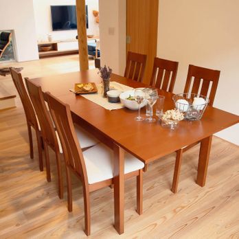 ダイニングテーブルセット6人掛け（ダークブラウン/ブラウン）伸縮式  