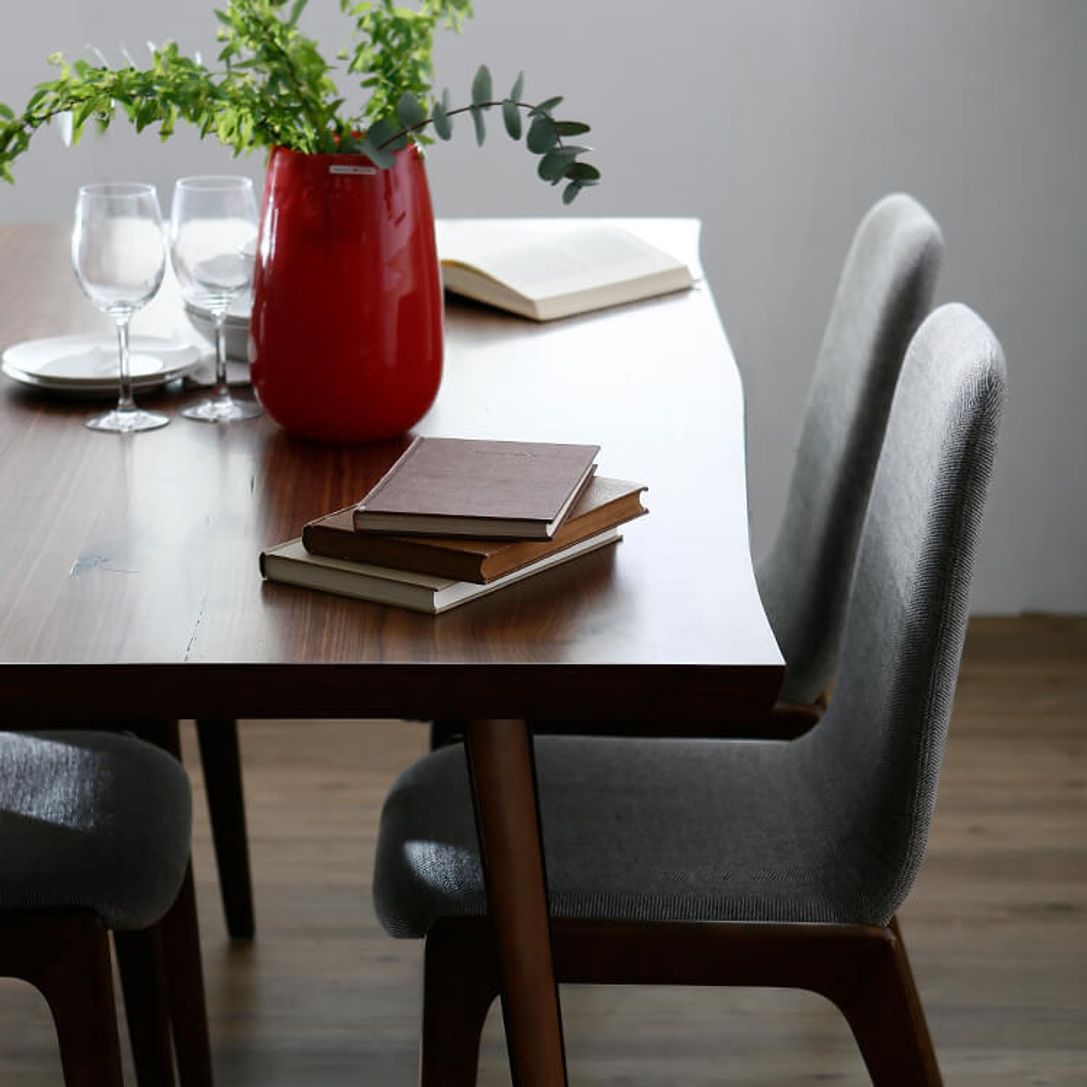 ダイニングテーブルセット 4人掛け ウォームグレー ダークグレー 無垢材天板 ファブリックチェア 幅160 公式 Lowya ロウヤ 家具 インテリアのオンライン通販