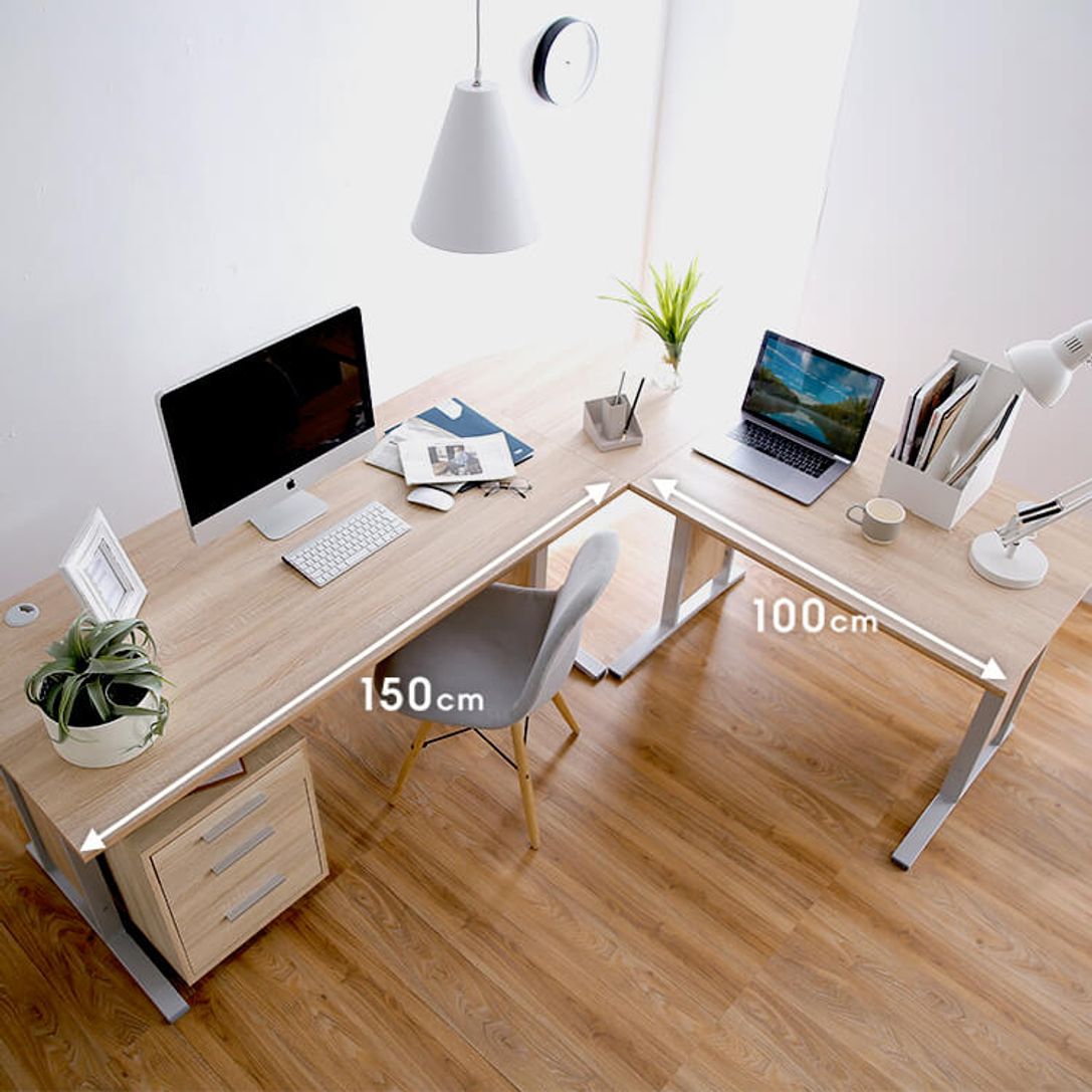 L字デスク(ブラウン/ナチュラル)チェスト収納付きの北欧風木製デスク[幅150] | 【公式】LOWYA(ロウヤ) 家具・インテリアのオンライン通販
