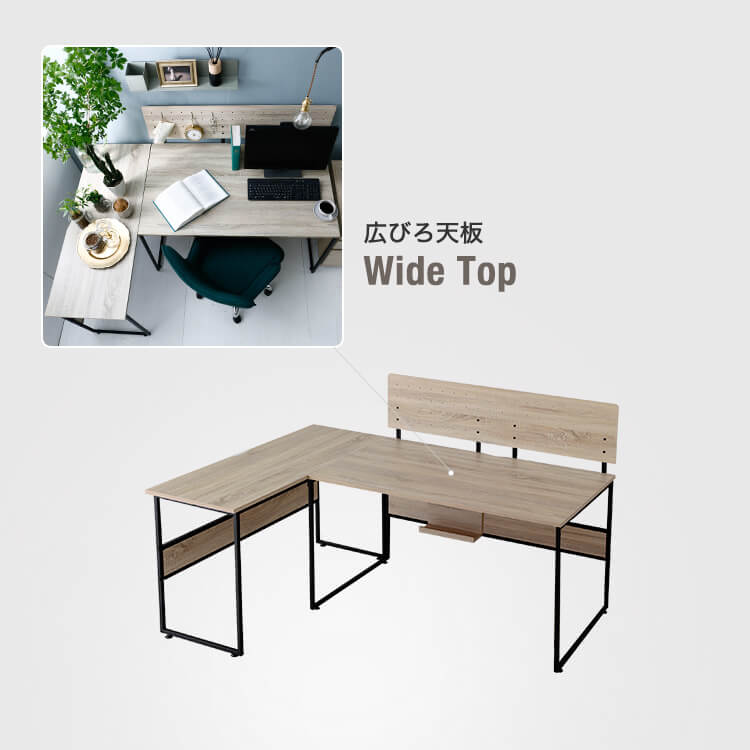 ヴィンテージ風L字システムデスク4点セット（ウォルナット/オーク