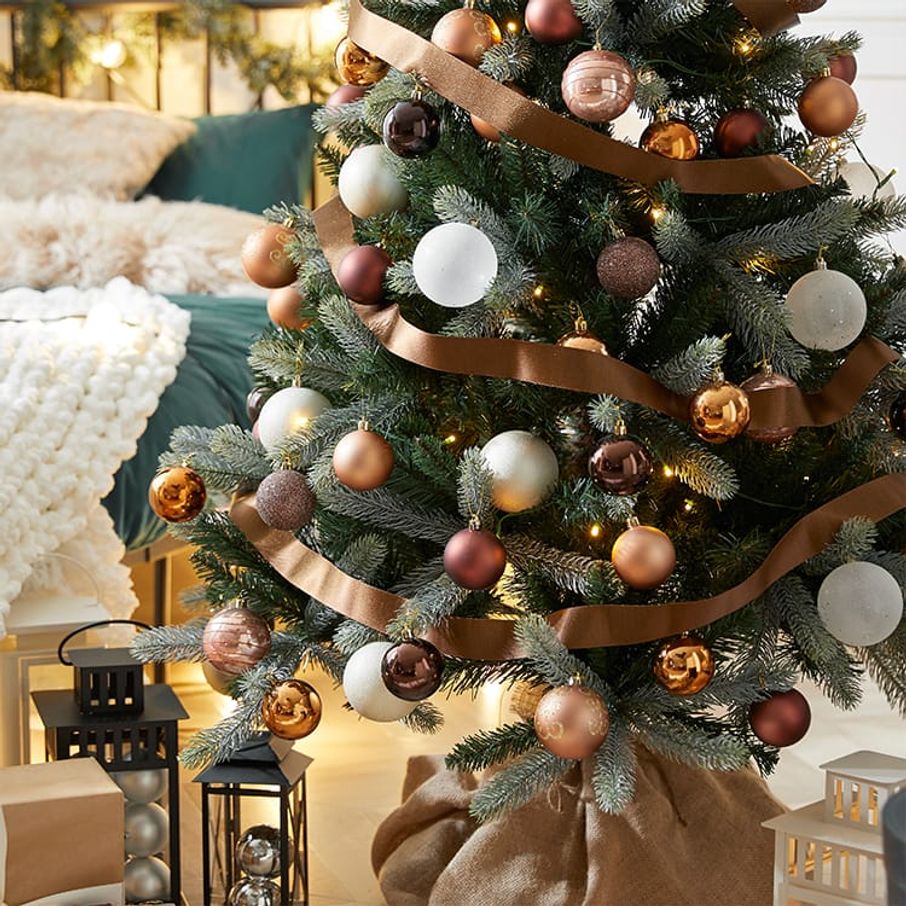 150cm] クリスマスツリー チョコレート柄オーナメントセット LEDライト
