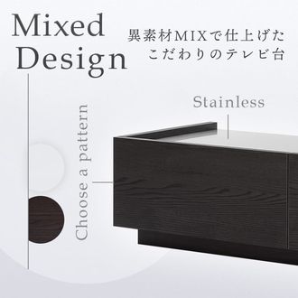 半完成品】国産ローテレビ台ステンレス天板×木製[幅180