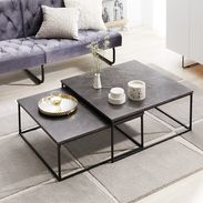 ネストテーブル リビングテーブル(ホワイト/ブラック、ブラック