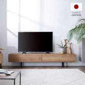 【引き取り限定】LOWYA ロウヤ 日本製 ローテレビ台 木目調 収納 幅180 テレビ台 テレビボード ローテレビ台 木目調 背面収納 完成品[幅180