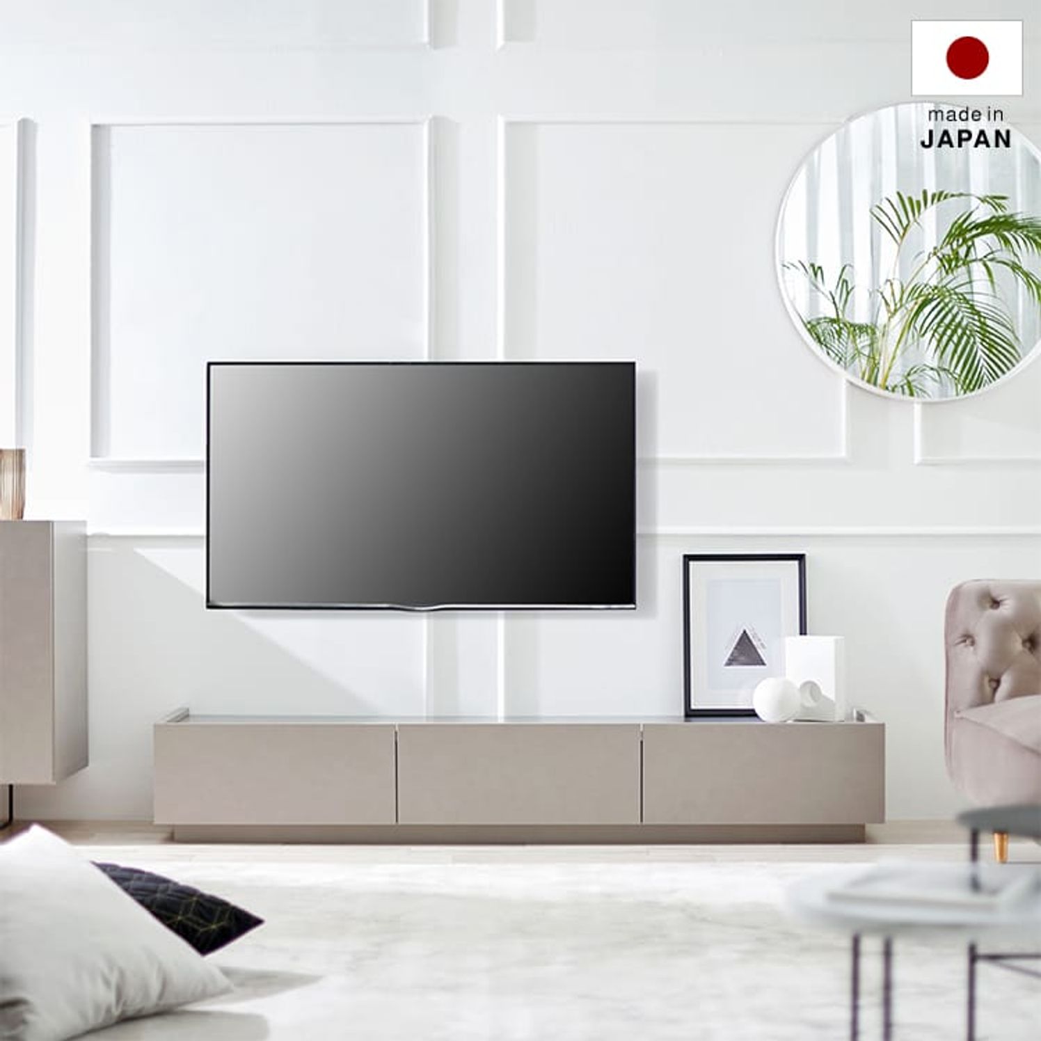 [幅180] 日本製 ローテレビ台 半完成品 収納付 ステンレス天板