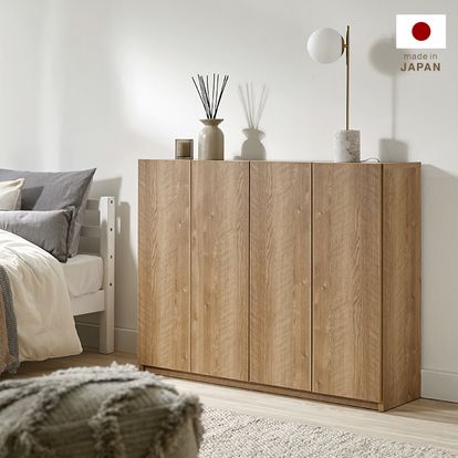 [幅120] 日本製 キャビネット 収納 奥行30 大容量 半完成品 薄型 ベッドルーム リビング シャビーナチュラル ナチュラル