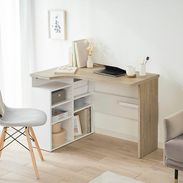 LOWYA(ロウヤ) パソコンデスクL字型　幅100cm オーク/ホワイト LOWYA L字デスク ホワイト おしゃれ 100cm