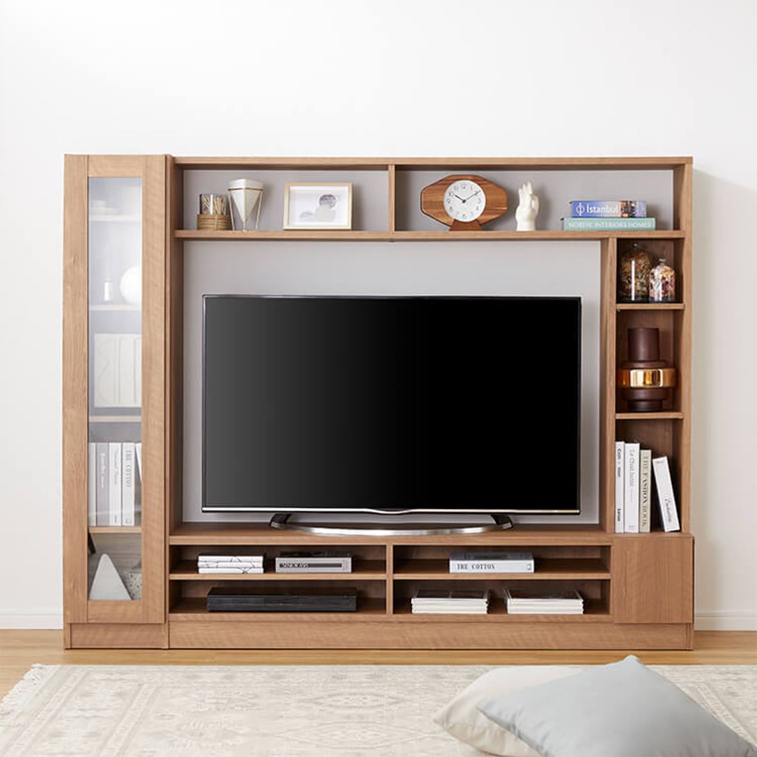 [幅180]テレビ台 壁面収納 ハイタイプテレビボード 55インチ 木製 テレビラック 一体型 シャビーナチュラル