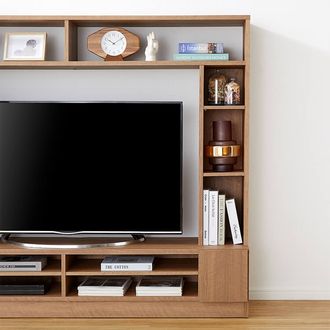 壁面収納付テレビ台 木製 強化ガラス使用 [幅180] | 【公式