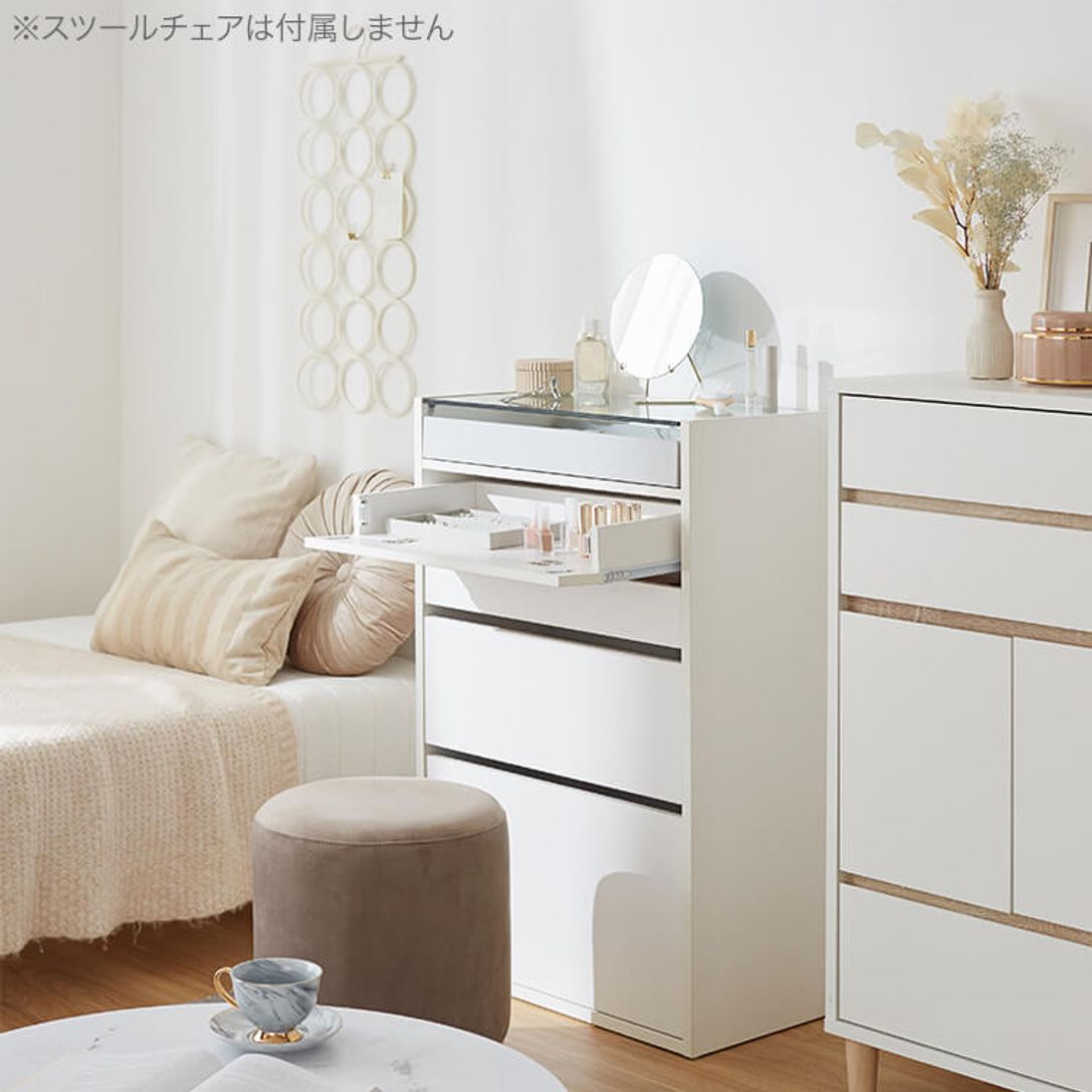ドレッサーチェスト 幅60cm ガラス天板の収納棚 化粧台 引き出し付き 公式 Lowya ロウヤ 家具 インテリアのオンライン通販 ドレッサーチェスト 幅60cm ガラス天板の収納棚 化粧台 引き出し付き 公式 Lowya ロウヤ 家具 インテリアのオンライン通販