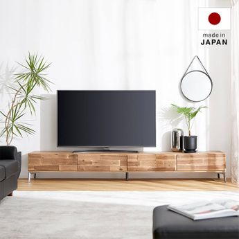 日本製 ローテレビ台(幅240cm) シャビーナチュラル アカシア無垢材使用 ...