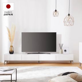 日本製テレビ台(幅240cm) 収納付ローボード シャビーナチュラル 