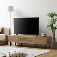 テレビ台(幅140cm) ラタン調 木目 スチール脚 | 【公式】LOWYA テレビ台(幅140cm) ラタン調 木目 スチール脚 | 【公式】LOWYA