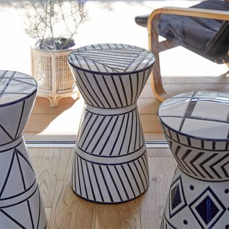 陶器製スツール サイドテーブル ダイアゴナル[幅30] ROOM ESSENCE