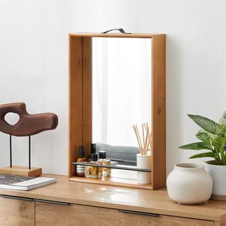 ROOM ESSENCE 壁掛けミラー(幅40cm) 収納付き卓上ミラー