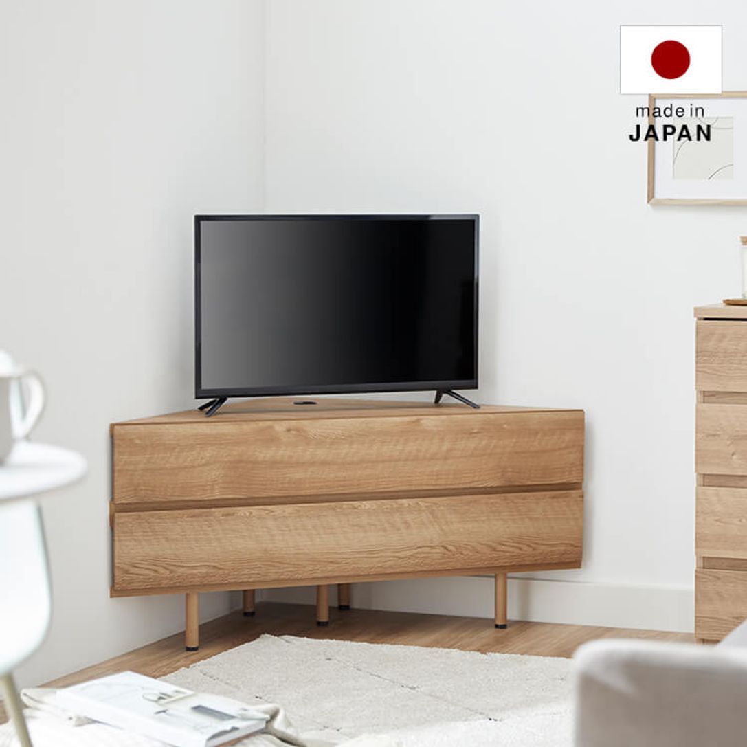 [幅120] テレビ台 コーナーテレビ台 ローボード テレビボード パソコン台 木製 日本製 シャビーナチュラル ナチュラル