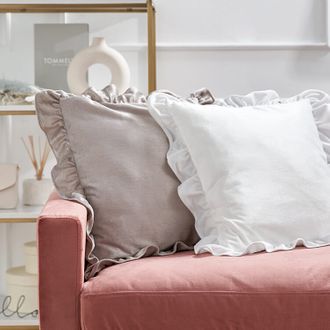 フリルクッション (幅45cm) 正方形でシンプルなデザインがおしゃれ