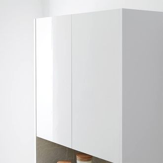ハイタイプキャビネット(ホワイト×ストーン調) 日本製で半完成 ハイタイプキャビネット(ホワイト×ストーン調) 日本製で半完成