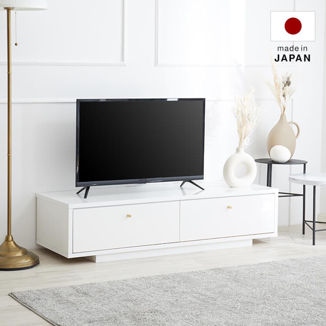 テレビ台（幅120cm） 白と真鍮の組み合わせがモダンなローボード ...