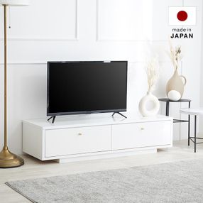 テレビ台（幅120cm） 白と真鍮の組み合わせがモダンなローボード