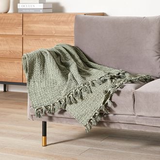 シャロー ブランケット ひざ掛け[グリーン/オレンジ] La Forma