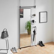 [幅80] ミラー付き突っ張り棚 壁面収納 スリム 棚 伸縮 LOWYA 楽天市場】突っ張り 鏡 全身鏡 玄関 ラック 白 収納 壁面収納 おしゃれ