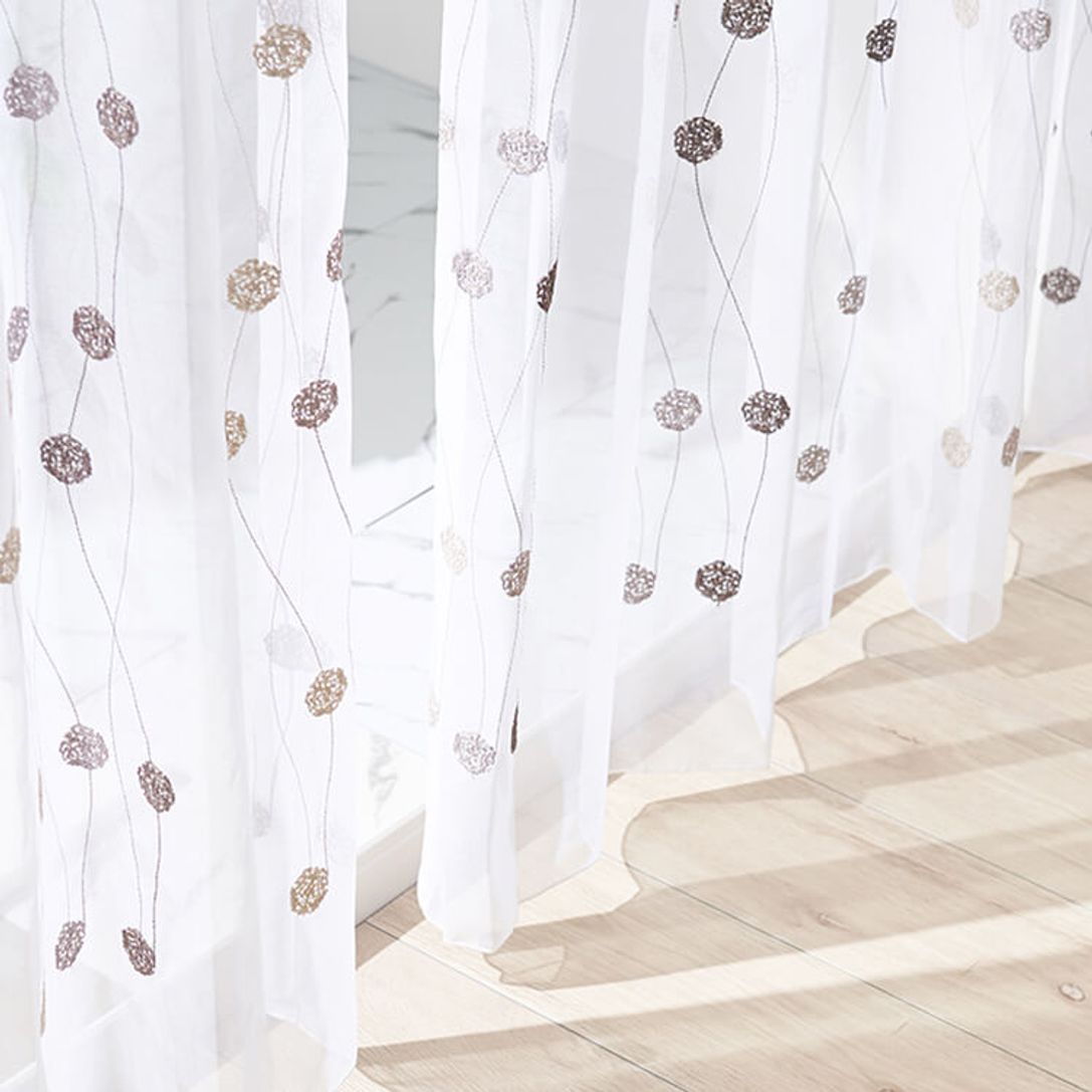 ブラウン] 2枚組 レースカーテン 洗濯可 トルコレース 刺繍 | 【公式】LOWYA(ロウヤ) 家具・インテリアのオンライン通販