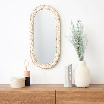 LOWYA オーバルスタンドミラー 棚付き ROOM ESSENCE 壁掛けミラー(幅40cm) 収納付き卓上ミラー