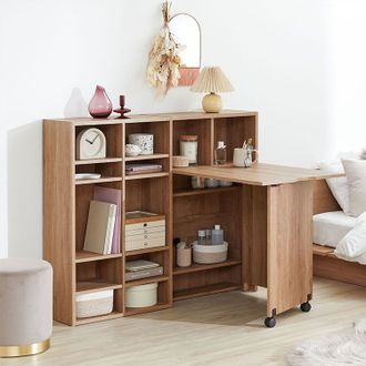 木製収納キャビネット 折りたたみテーブル付き 折りたたみデスク付きシェルフ | 【公式】LOWYA(ロウヤ) 家具