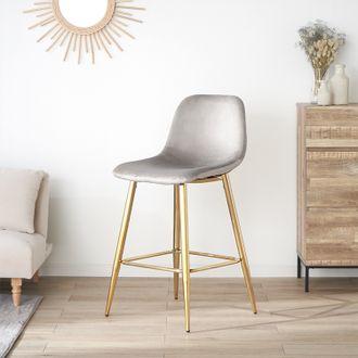 LOWYAロウヤのカウンターチェア　ベルベット調グレー×ゴールド脚① カウンターチェア ゴールド脚 | 【公式】LOWYA(ロウヤ) 家具