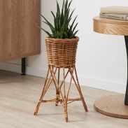 新品！アンティーク　東谷　ラタン　プランターカバー　足付き　2個 プランターカバー 植木鉢カバー 鉢 木製 おしゃれ ラタン 籐