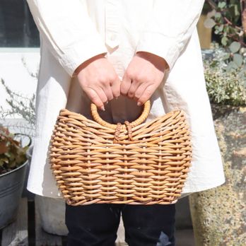 まんまる蔦編み 手編みのかごバッグ ナチュラル バスケット