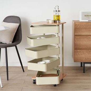 回転トレイ キャスター付きキッチンワゴン5段 | 【公式】LOWYA(ロウヤ