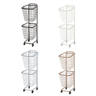 2段ランドリーバスケット キャスター付き くすみカラー 角型 | 【公式