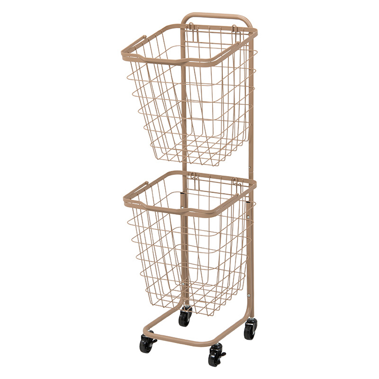 ランドリーバスケット 2段 ランドリーバスケット キャスター付き ランドリーワゴン スリム ワイヤーバスケット 2段 大容量 ランドリー収納 ランドリーラック ランドリーバスケット 2段 ランドリーワゴン スチールワゴン