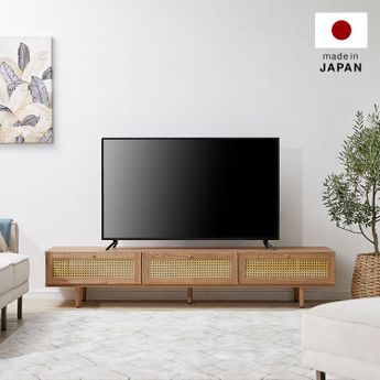 ラタン調テレビ台 木製 日本製 半完成品 真鍮 韓国インテリア