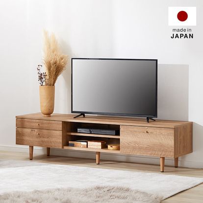 木目調テレビ台 真鍮 木脚 日本製[幅180] シャビーナチュラル ナチュラル 北欧風・ノルディック