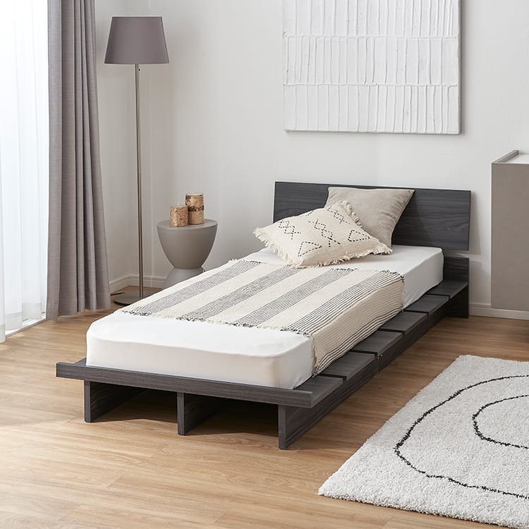 シンプル・フロアベッド スタンダードポケットコイル シングル 棚・コンセント付きフロアベッド 新生活  ダブルコア