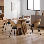 4人掛けダイニングテーブルセット 円形 木目調 [幅100/120] | 【公式