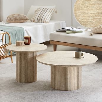 LOWYA トラバーチン柄ネストテーブル リビングテーブル（小） トラバーチン柄ネストテーブル リビングテーブル | 【公式】LOWYA